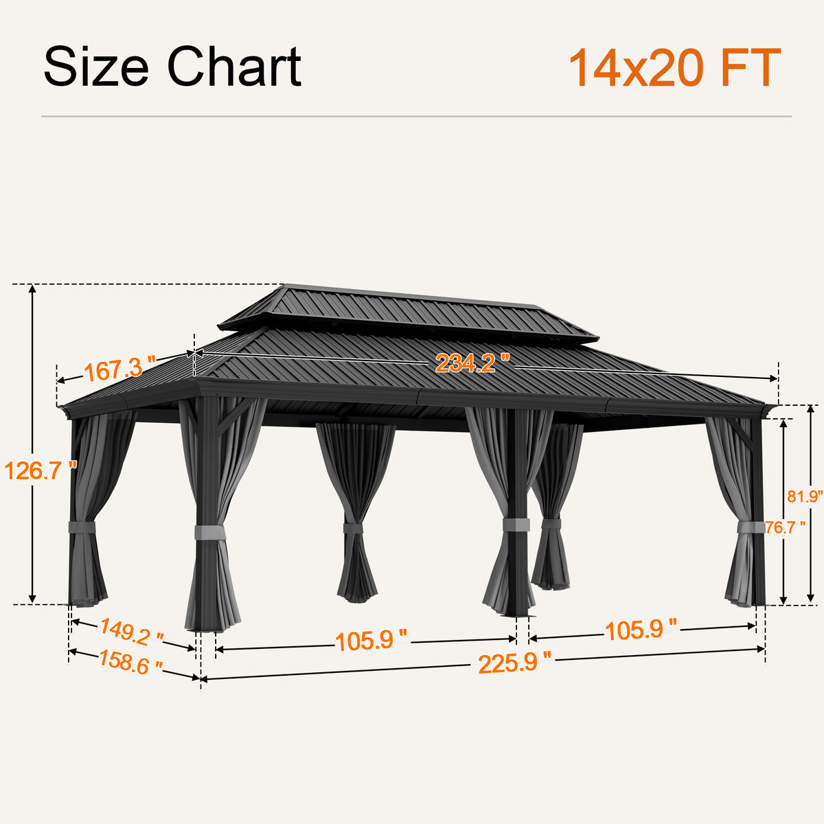 Sunvanta Haven Luxury Hardtop Gazebo with 4.7” × 4.7” Reinforced Aluminum Posts, Integrated Drainage System, Curtains & Netting for Patio & Backyard Use
