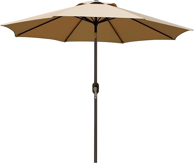 Sunvanta Market Breeze Patio Umbrella with 8 Sturdy Ribs, Push-Button Tilt & Crank Lift