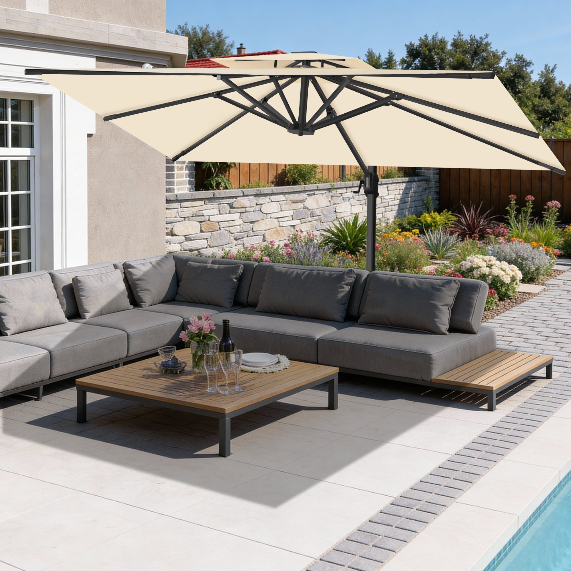 Sunvanta Auron Pro Cantilever Patio Umbrella  Reinforced Aluminum Frame for Patio & Garden