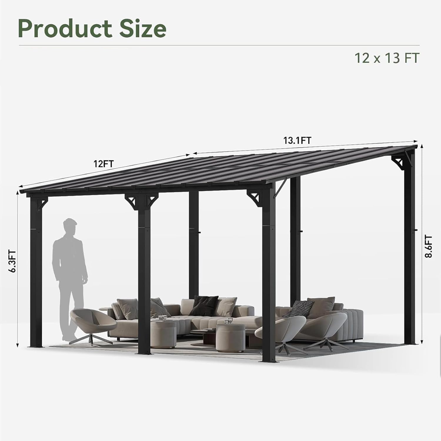 Sunvanta Wall-Mounted Retractable Awning – Heavy-Duty Outdoor Shade for Patio & Deck