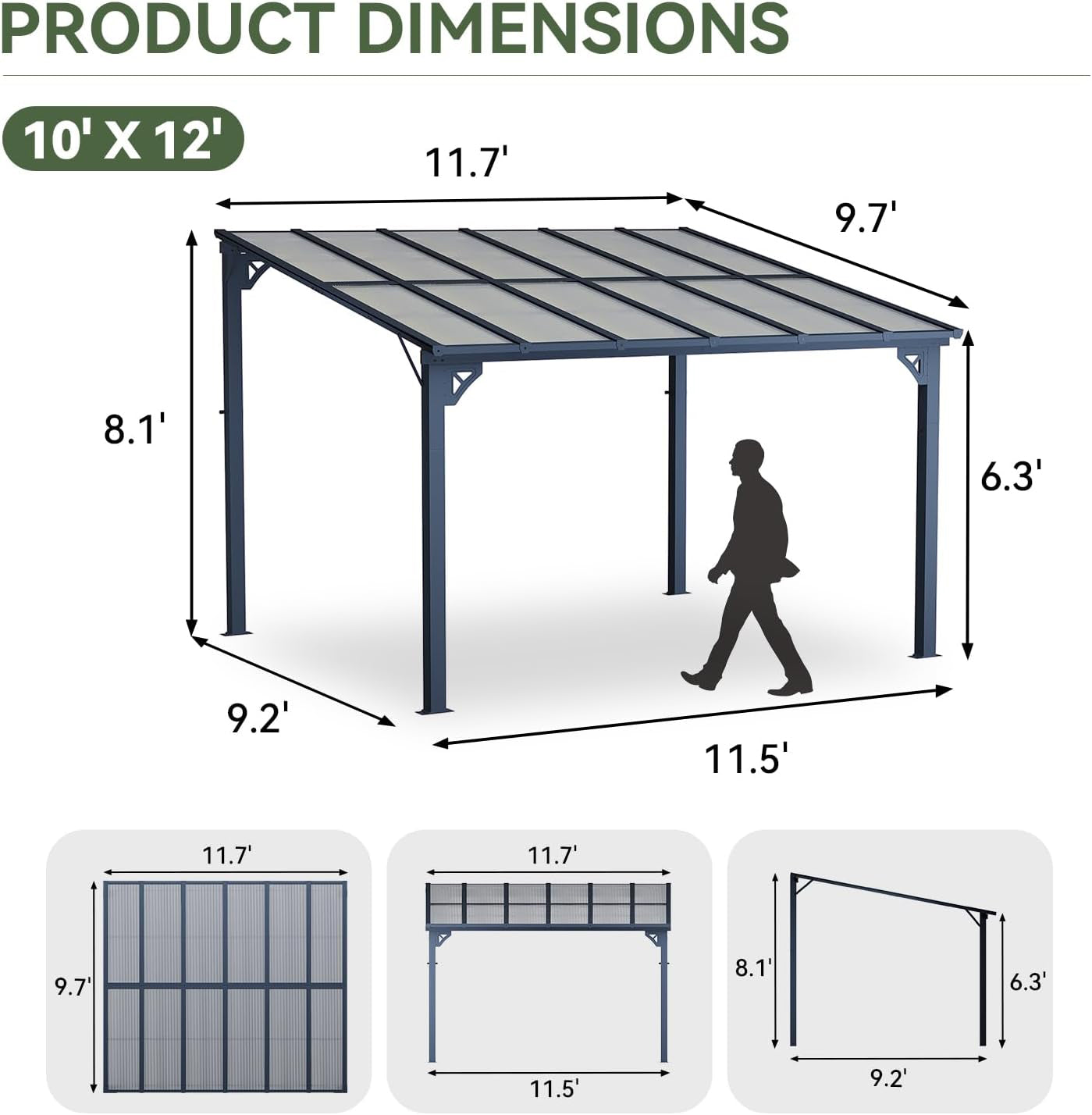 Sunvanta Wall-Mounted Retractable Awning – Heavy-Duty Outdoor Shade for Patio & Deck