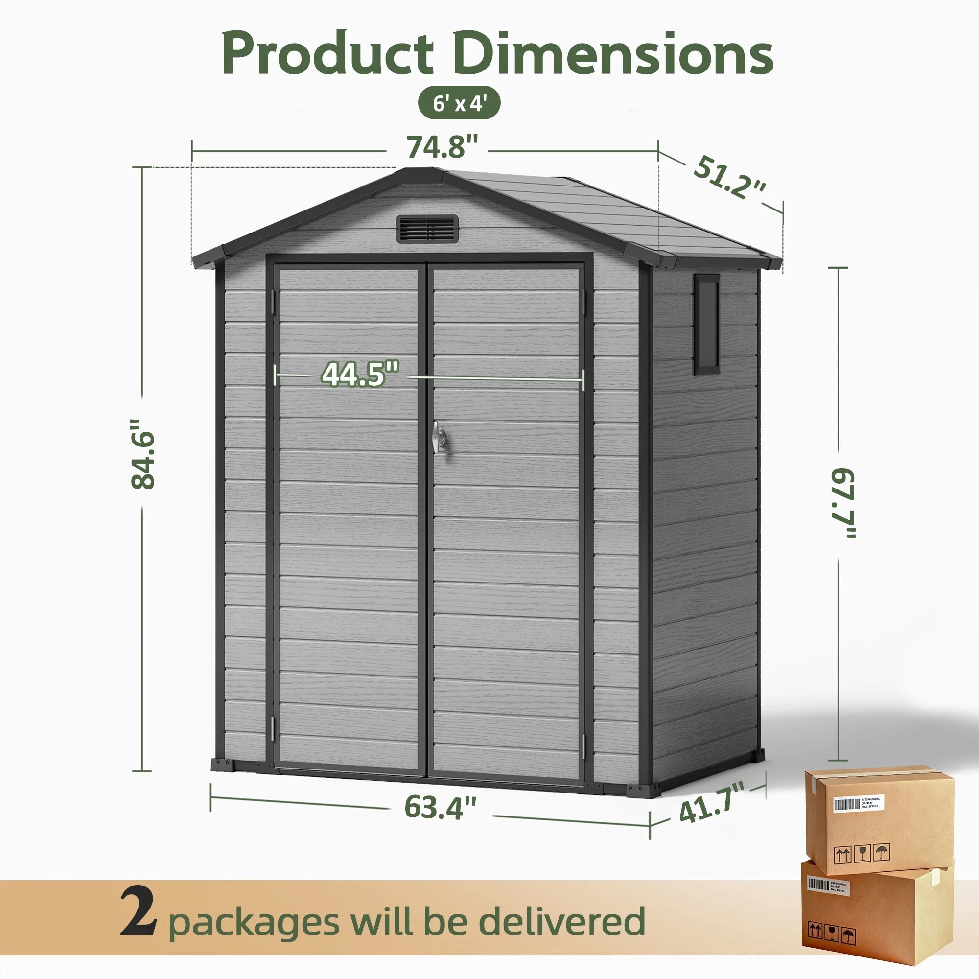 Sunvanta YardVault 6×4 ft Resin Storage Shed with Floor Outdoor Garden Storage for Tools, Bikes & Lawn Equipment