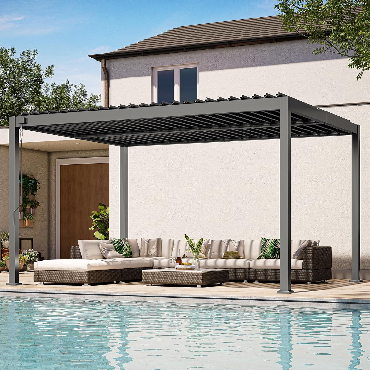 Sunvanta Atlantic 10 × 13 ft Metal Louvered Pergola – Adjustable Louvers for Patio & Backyard