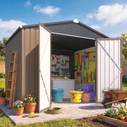 Sunvanta Galvanized Steel Garden Shed, Outdoor Storage Shed with Gable Roof, Backyard Tool Shed for Lawn Equipment, Bikes & Gardening Tools