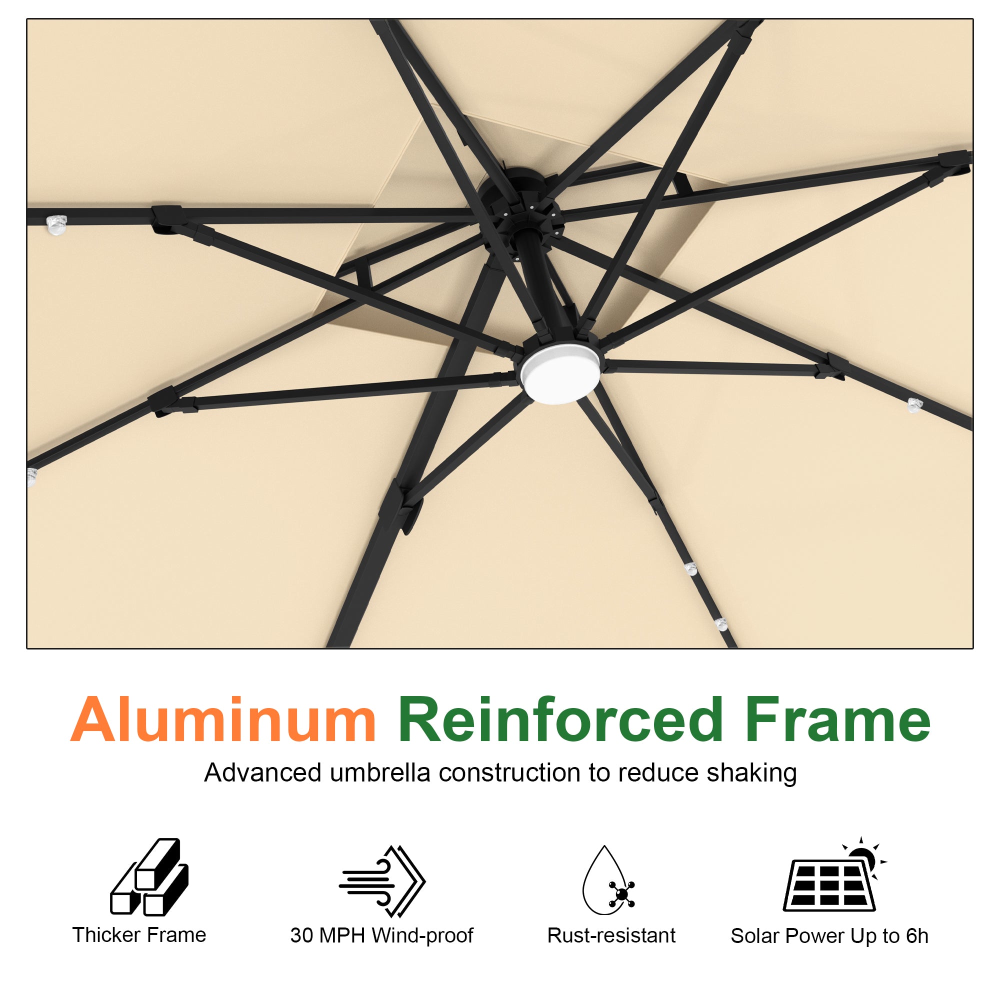 Sunvanta Auron Pro Cantilever Umbrella with Built-In LED Lighting and Reinforced Aluminum Frame for Patio & Garden Use