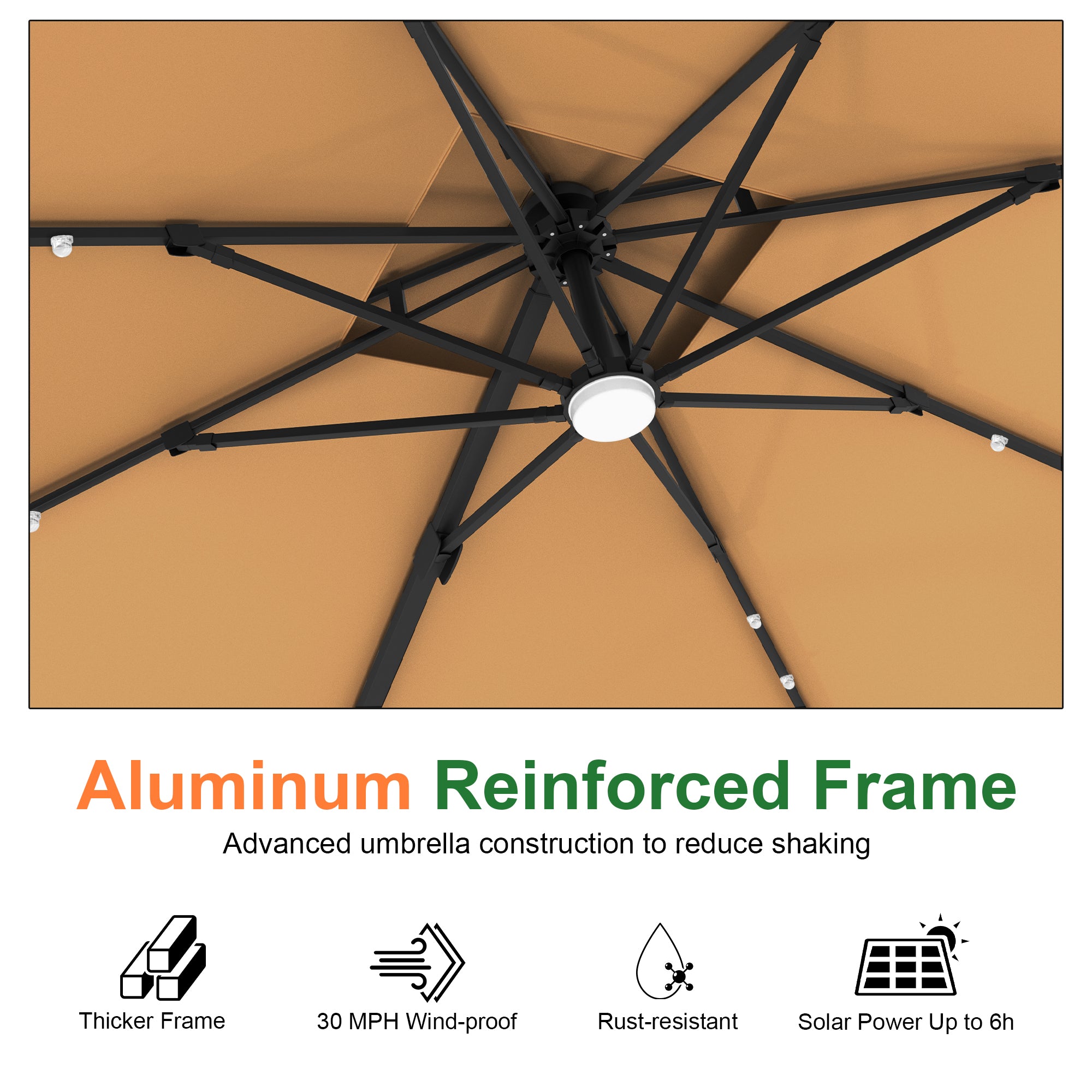 Sunvanta Auron Pro Cantilever Umbrella with Built-In LED Lighting and Reinforced Aluminum Frame for Patio & Garden Use