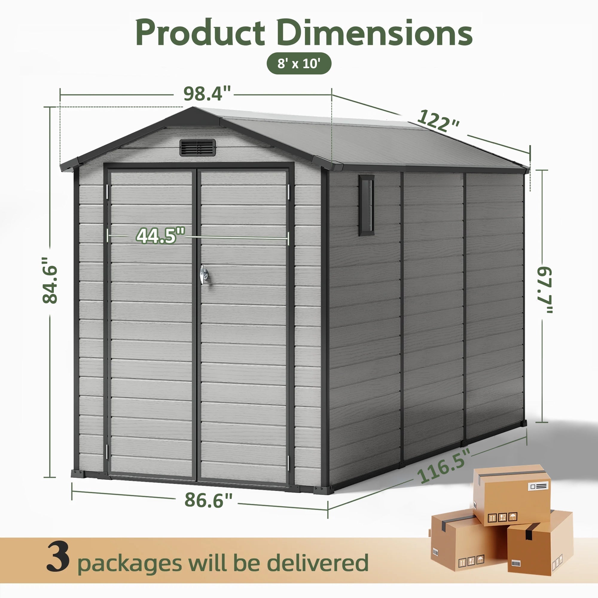 Sunvanta YardVault Resin Storage Shed with Floor – Outdoor Storage for Tools, Bikes & Garden Equipment
