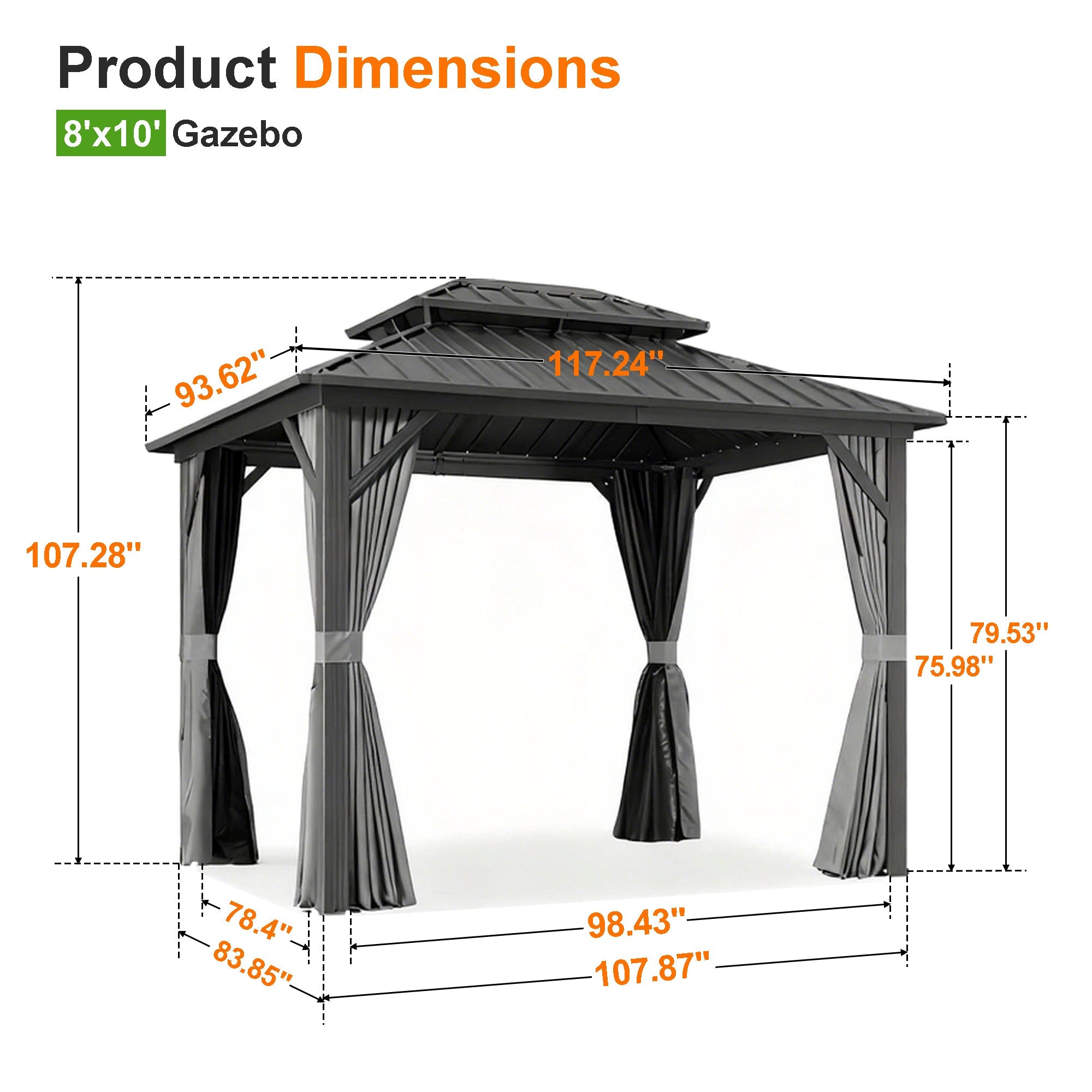 Sunvanta Haven Luxury Hardtop Gazebo with 4.7” × 4.7” Reinforced Aluminum Posts, Integrated Drainage System, Curtains & Netting for Patio & Backyard Use