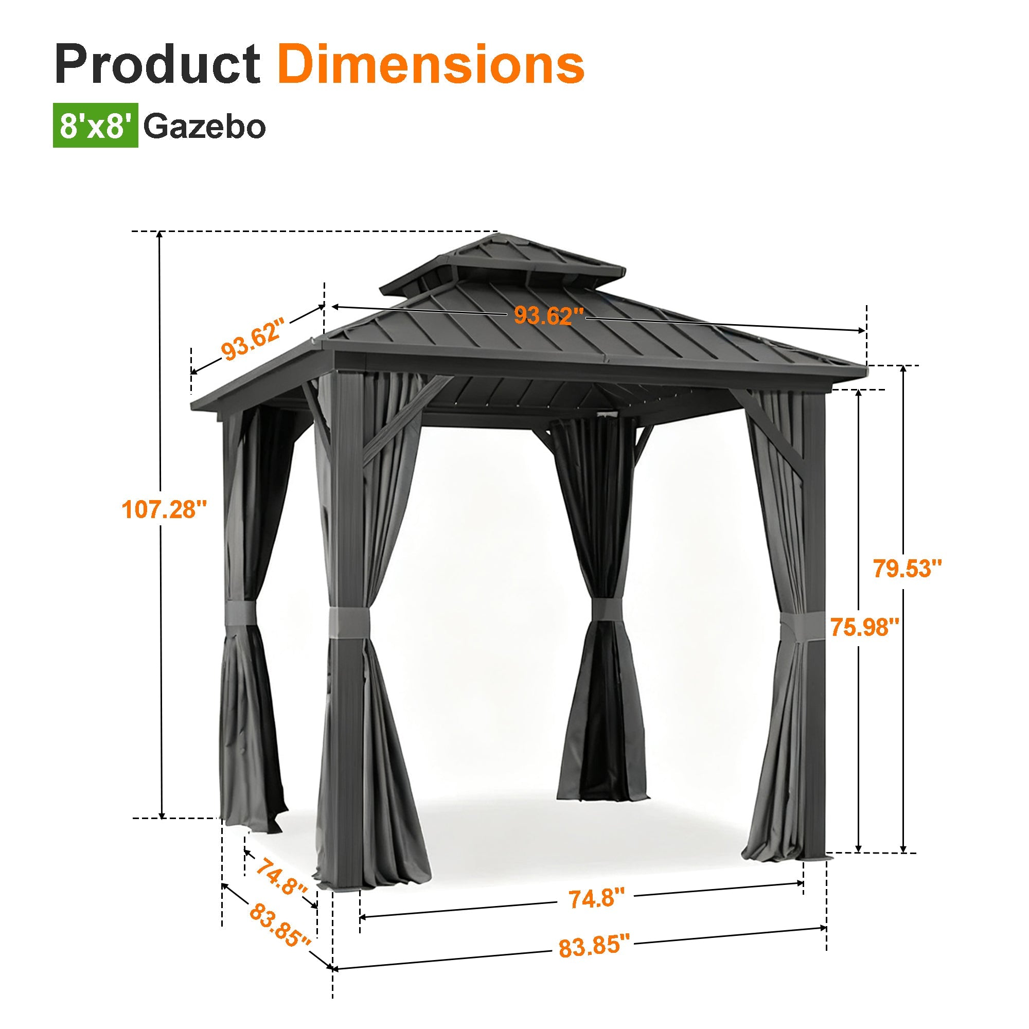 Sunvanta Haven Luxury Hardtop Gazebo with 4.7” × 4.7” Reinforced Aluminum Posts, Integrated Drainage System, Curtains & Netting for Patio & Backyard Use