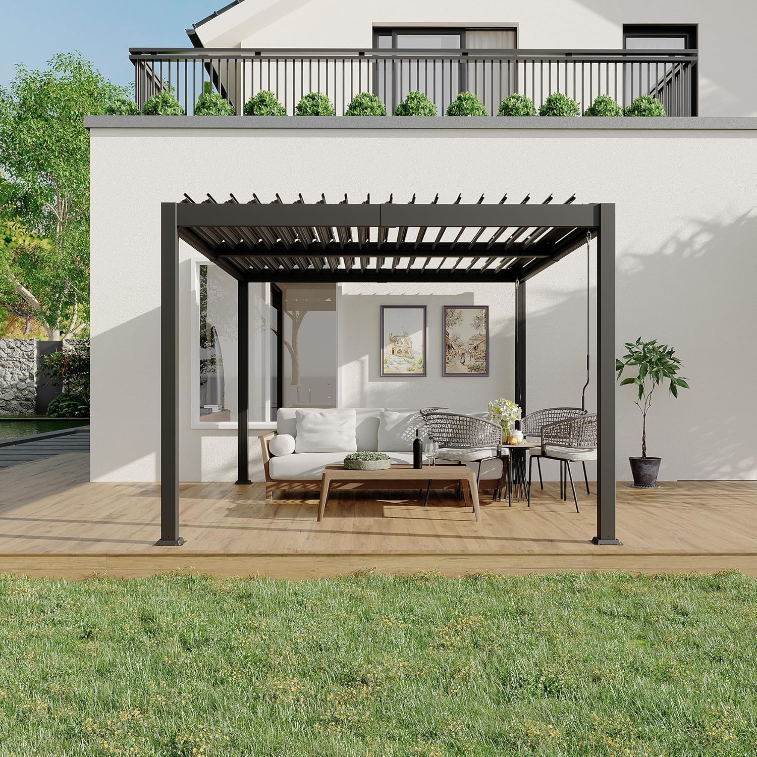 Sunvanta Atlantic™ 10 × 10 ft Aluminum Louvered Pergola – Adjustable Louvers for Patio & Garden
