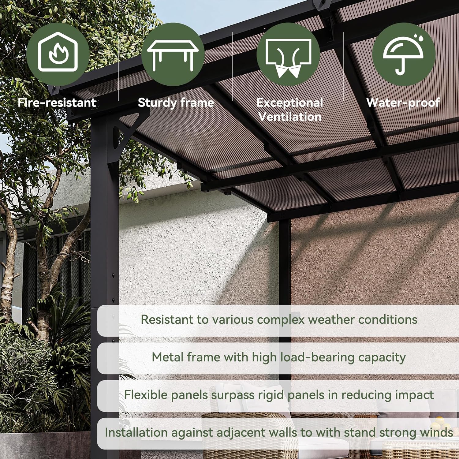 Sunvanta Wall-Mounted Retractable Awning – Heavy-Duty Outdoor Shade for Patio & Deck