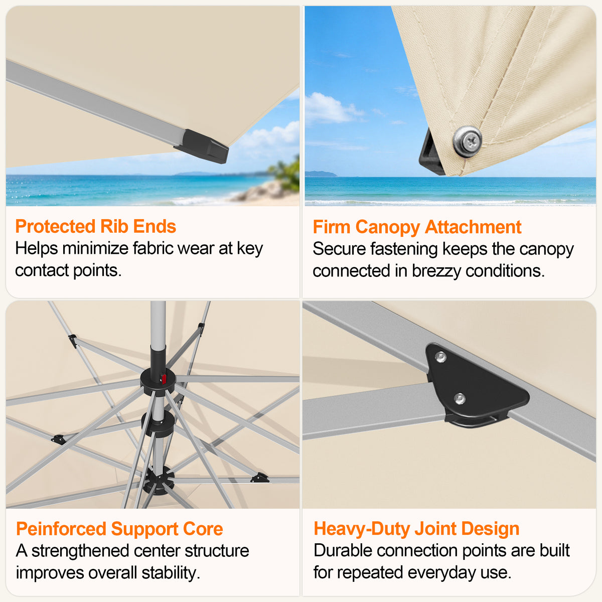 SUNVANTA Round Market Patio Umbrella – 300 GSM Canopy with Manual Lift & Locking Pin