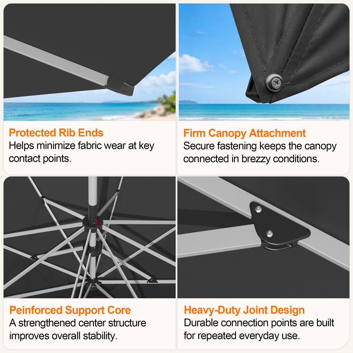 SUNVANTA Round Market Patio Umbrella – 300 GSM Canopy with Manual Lift & Locking Pin