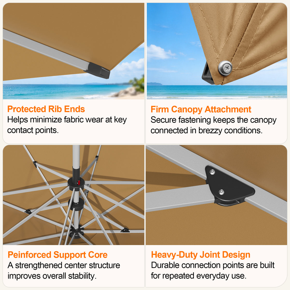 SUNVANTA Round Market Patio Umbrella – 300 GSM Canopy with Manual Lift & Locking Pin