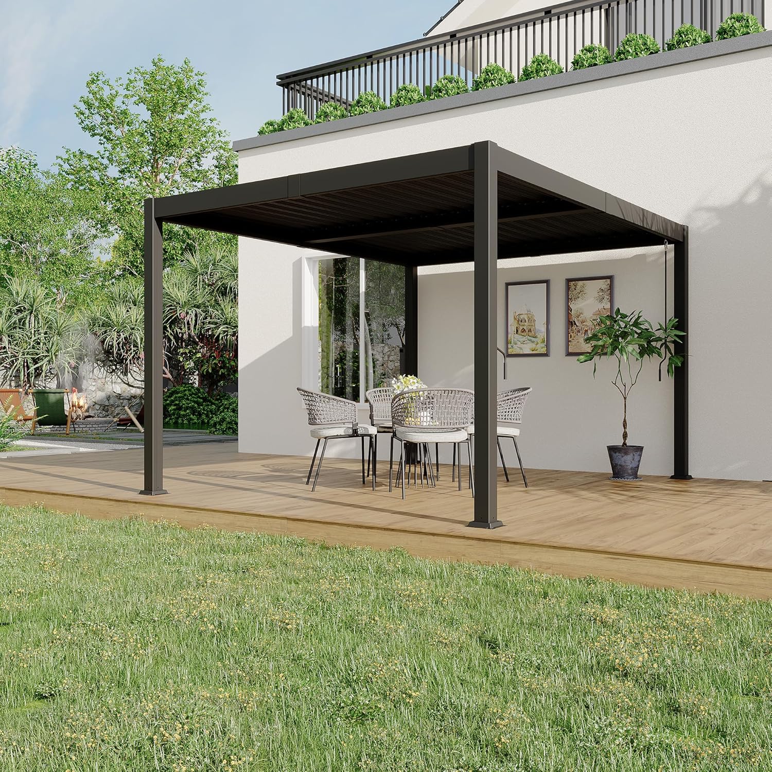Sunvanta Atlantic 10 × 13 ft Aluminum Louvered Pergola – Adjustable Louvers for Patio & Backyard