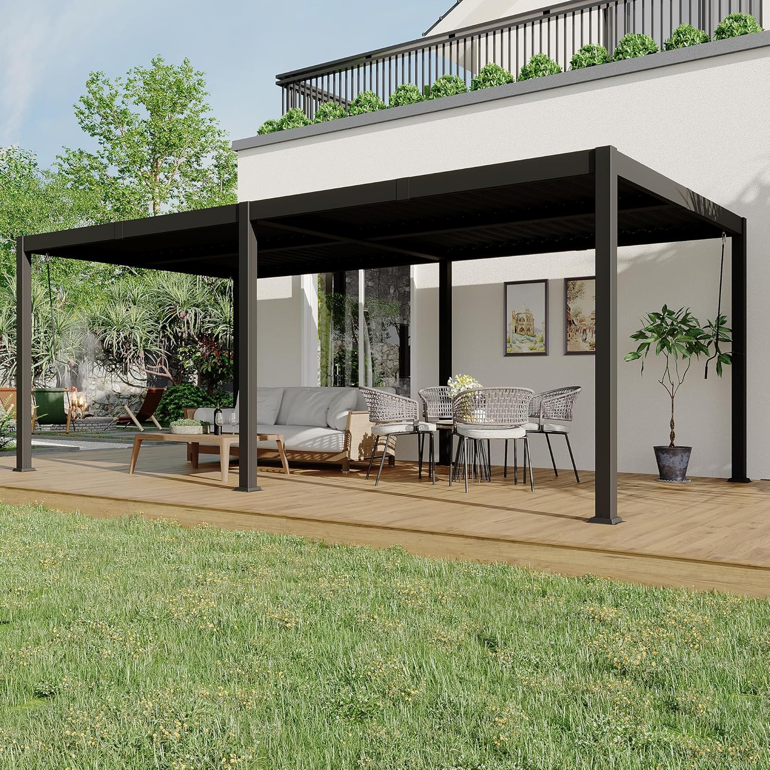 Sunvanta Atlantic Aluminum Louvered Pergola – Adjustable Louvers for Patio & Outdoor Space