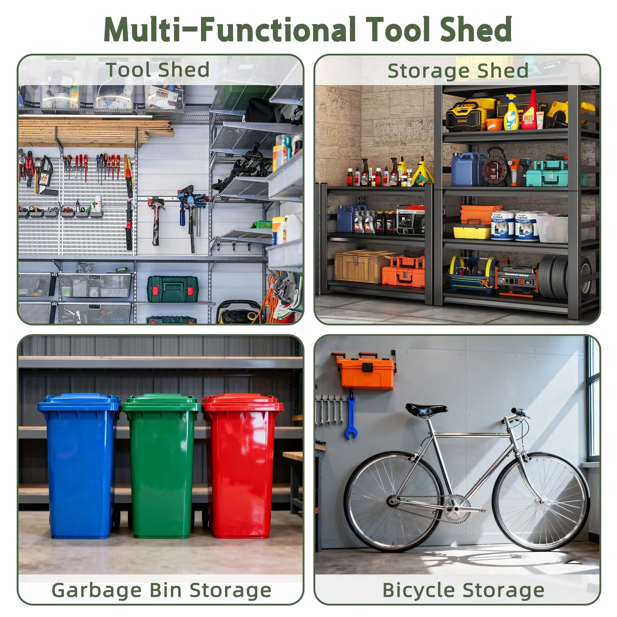 Sunvanta 6×6 ft Resin Storage Shed with Floor Outdoor Garden Storage for Tools, Lawn Equipment & Bicycles