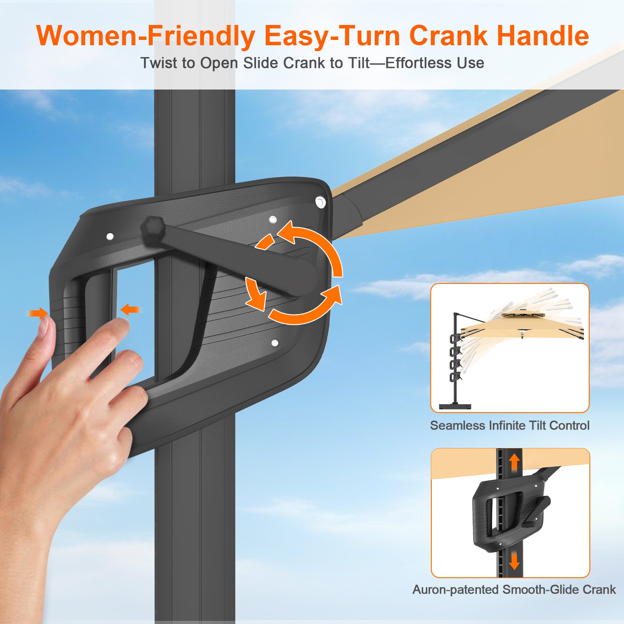 Sunvanta Auron Pro Cantilever Umbrella with Built-In LED Lighting and Reinforced Aluminum Frame for Patio & Garden Use