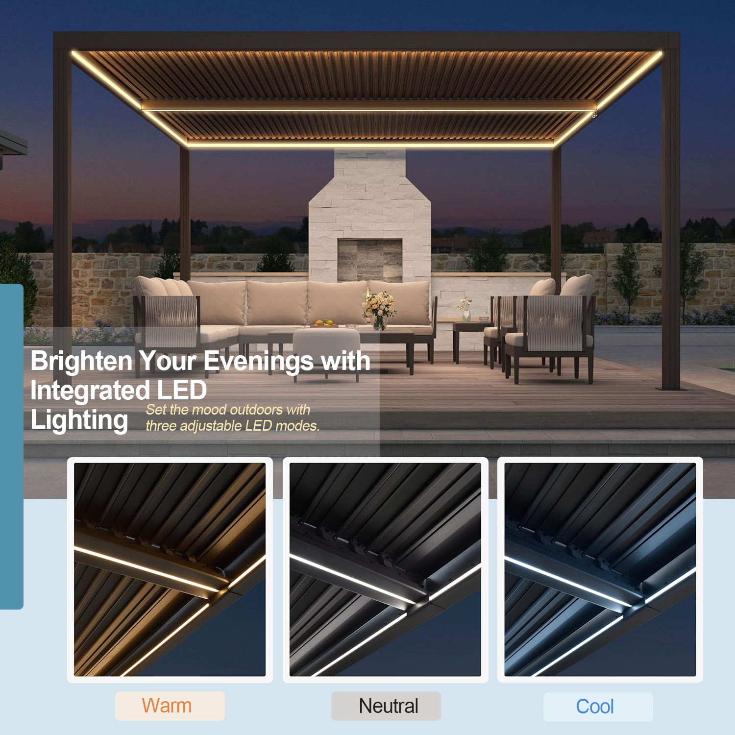 Sunvanta Atlantic 10 × 20 ft Metal Louvered Pergola – Adjustable Louvers Outdoor Pergola for Patio